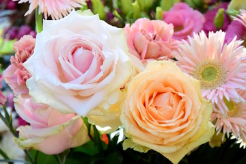 Blumenstrauß, Grußkarte, Rosen und Gerbera