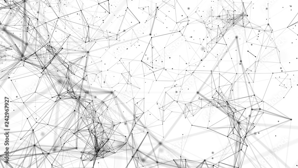 Poster abstract polygonal space. network connection structure. digital data visualization. big data digital
