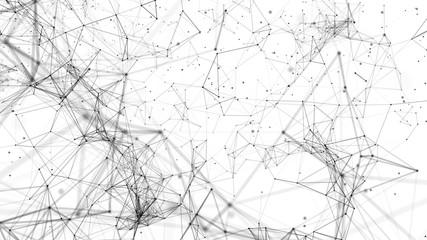 Abstract polygonal space. Network connection structure. Digital data visualization. Big data digital background. 3d rendering.