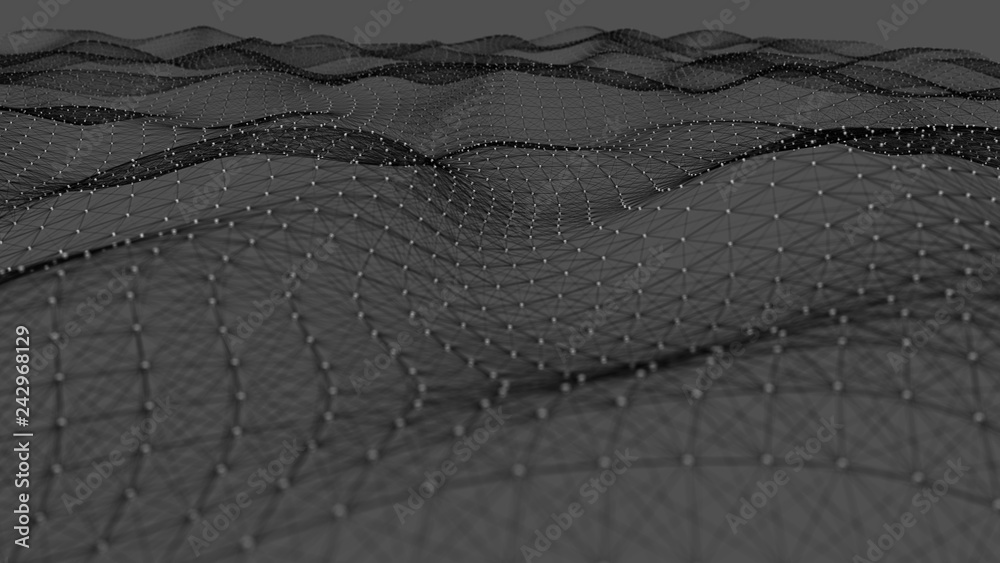 Poster abstract polygonal space. network connection structure. digital data visualization. big data digital