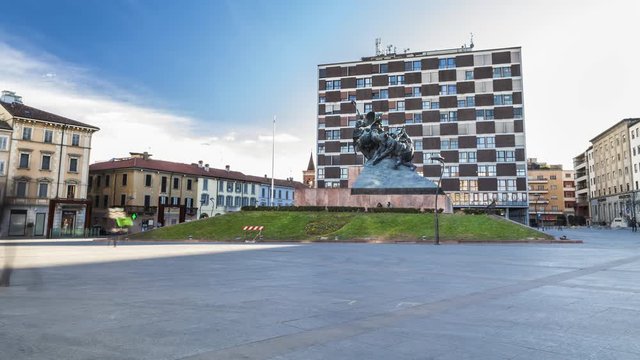Timelapse of moving people in trento and trieste place in monza city center
