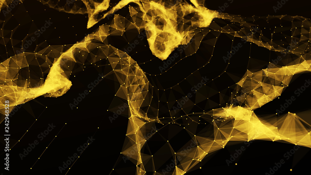 Poster abstract polygonal space. network connection structure. digital data visualization. big data digital