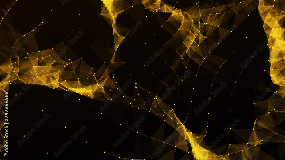 Poster abstract polygonal space. network connection structure. digital data visualization. big data digital