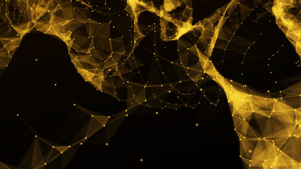 Abstract polygonal space. Network connection structure. Digital data visualization. Big data digital background. 3d rendering.