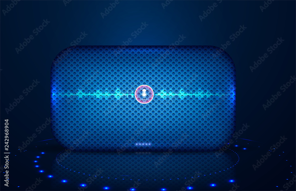 Leinwandbilder smart speaker with voice control. voice control of your smart home. smart speaker reports the news, 
