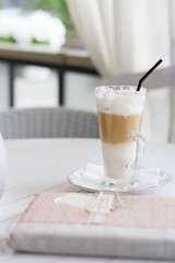 latte macchiato in tall glass