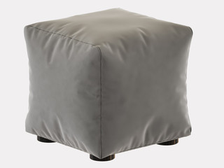 Square pouf fabric on a white background 3d rendering