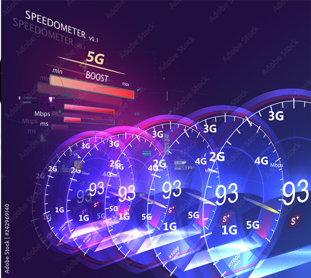 Leinwandbilder High speed mobile internet. Futuristic Internet speedometer. 5G new wireless internet wifi connection.