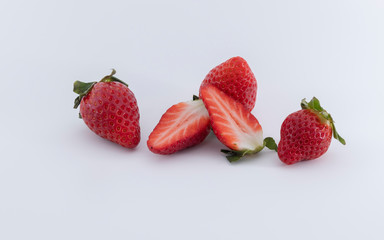 strawberries on a white background