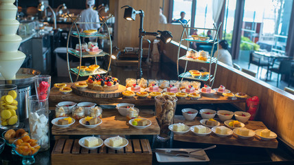 variety cake and tart . dessert buffet