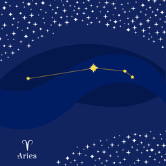 Aries constellation vector. Stars on deep blue sky with Aries zodiac sign