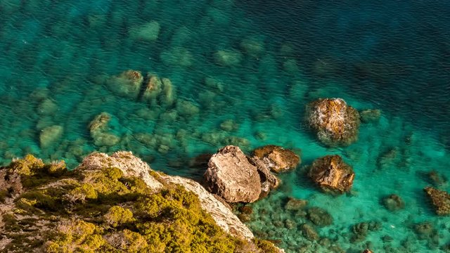 Rocky shoreline of Mediterranean sea cinemagraph