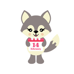 cartoon cute wolf vector and lovely calendar