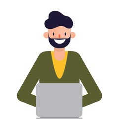 Administration people working with laptop in call center. human resource recruitment.