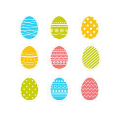 Vector set of colorful decorative Easter eggs. Vector illustration.