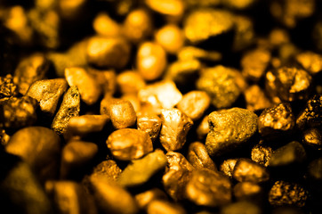 Golden nuggets close-up