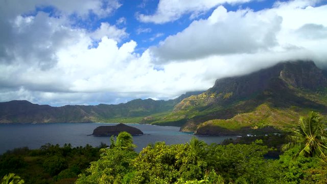Polynesian paradise Atuona Hiva Oa ocean bay Marquesas