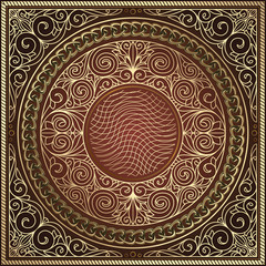 Golden ornate art deco vintage card