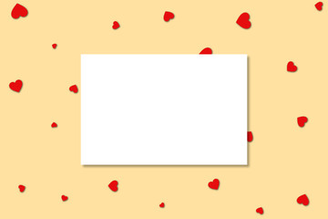 Flying heart , valentines day background, romantic love simple texture. Frame of hearts Valentine's Day card with empty space