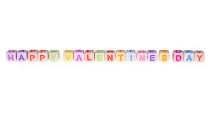 Happy Valentine's Day - Valentinstag - bunter Text auf kleinen Würfeln