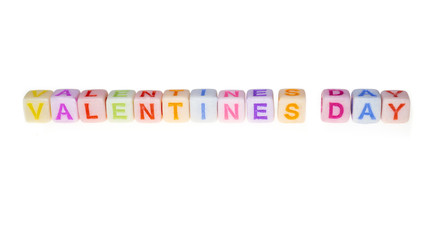 Valentine's Day - Valentinstag - bunter Text auf kleinen Würfeln