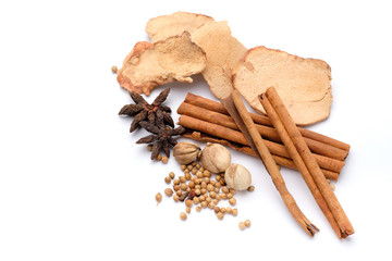 Chinese Spices and herbs for pork stew and make soup on white background. - Image