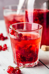 Infused water with red currant and sugar