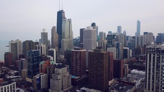 chicago downtown aerial view cloudy