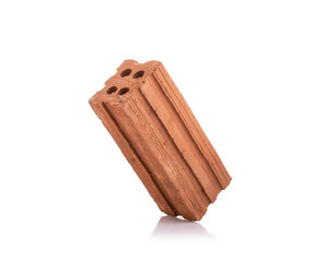 New red terracotta brick for build the wall isolated on white