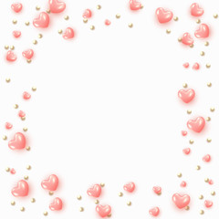 Background with pink hearts and round beads
