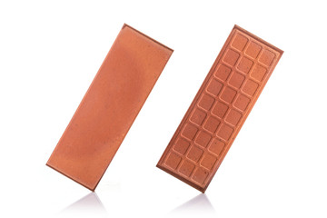 Red terracotta wall tile isolated on white