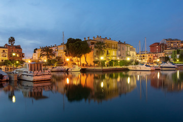 Harbor with boats at dusk like a little Venice