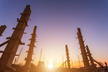 Obraz premium Rebar steel for pillar or pole in process of house building