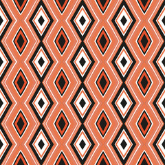 Traditional tile ornament in ethnic style, coral color. 