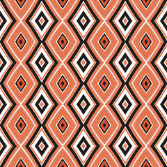 Traditional tile ornament in ethnic style, coral color. 