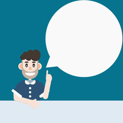 man came up with an idea, man is sitting at the table