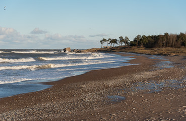 View to the beach of Baltic sea.