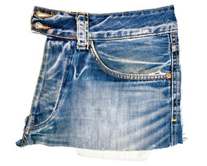 Piece of blue jeans fabric