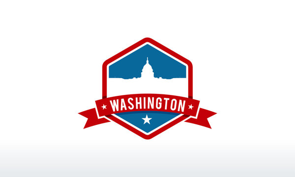 Washington City Skyline Logo badge vector illustration
