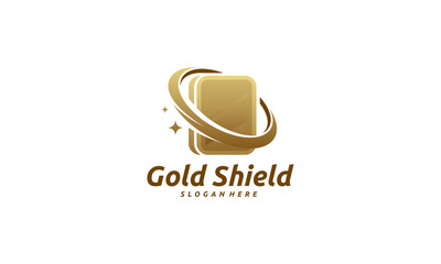 Gold Shield logo designs concept vector, Gold Bar Finance logo