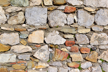 Patterns and textures of rock, stones and mortar in vintage street and wall construction in Sicily