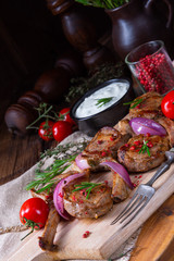 Tasty Lamb chops with mint and rosemary