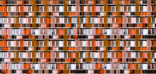 Fototapete Rund Graphic facade building of skyscraper - coral color © gangiskhan