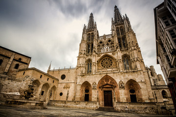 Fototapeta premium View of the Facade of Saint Mary, of the Gothic Cathedral of Santa Maria, Burgos, Castilla, Spain.