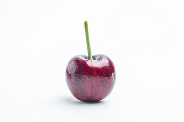 Fresh cherries on white background