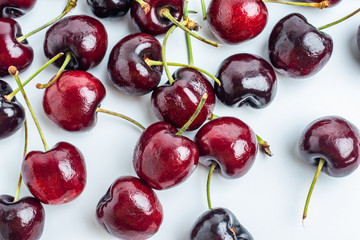 Fresh cherries on white background