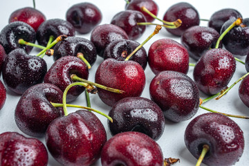 Fresh cherries on white background