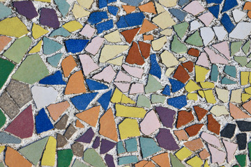 Art ceramic mosaic on the floor, mosaic background