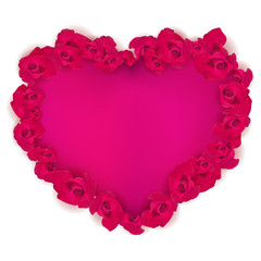 Vector Pink heart edged with red roses.EPS 10