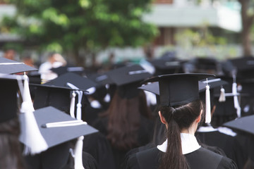 shot of graduation hats during commencement success graduates of the university, Concept education congratulation. Graduation Ceremony ,Congratulation the graduates in University.
